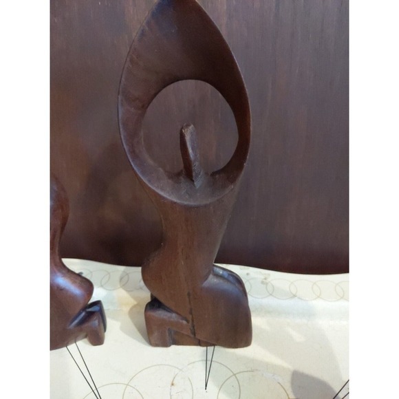 Hand Carved African Sculpture Lot of 3 Wood Abstract Family Figurines 6 & 8 inch - Picture 7 of 10